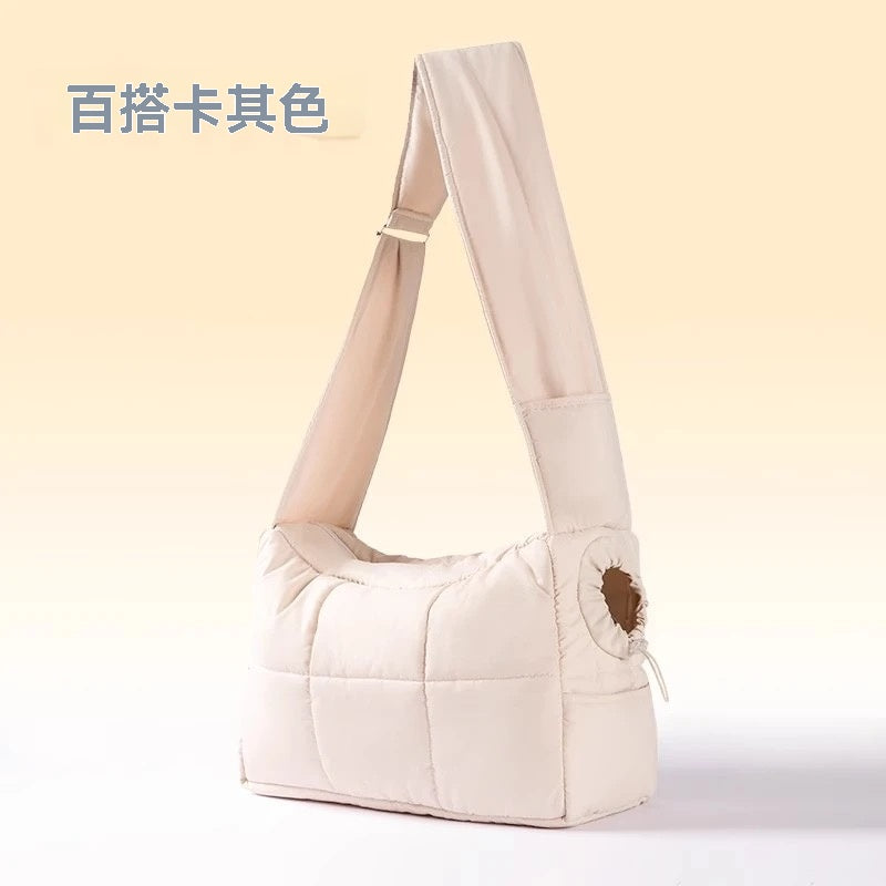 紡棉簡約外出斜挎包（貓咪外出包）