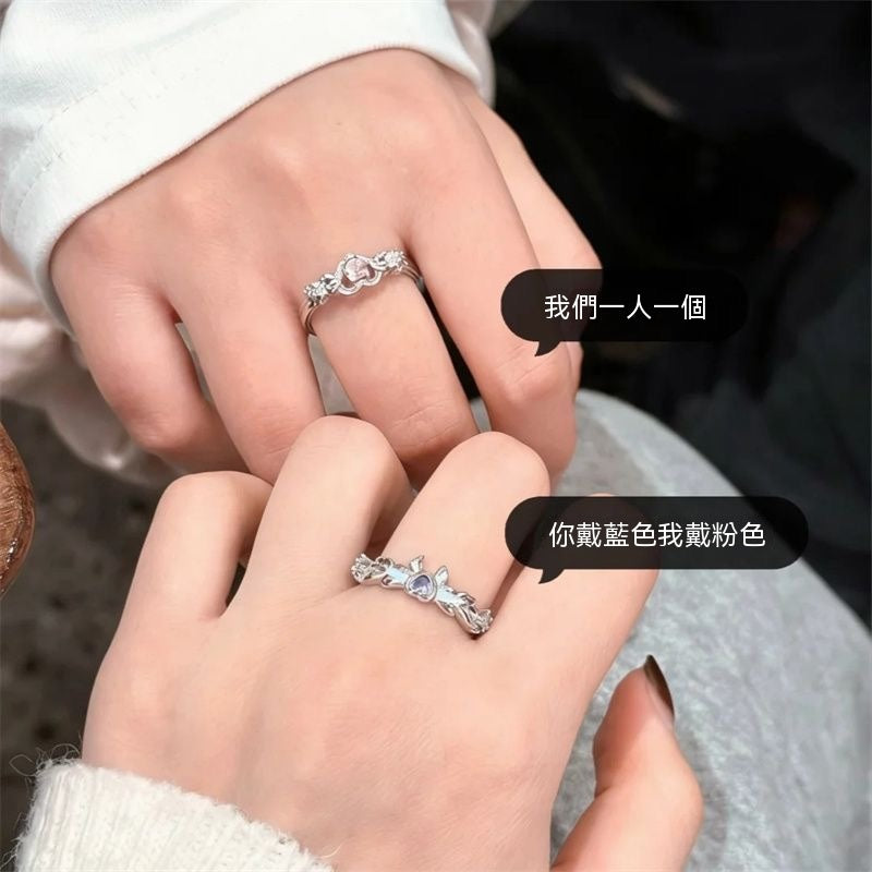 粉藍愛心蝴蝶結對戒