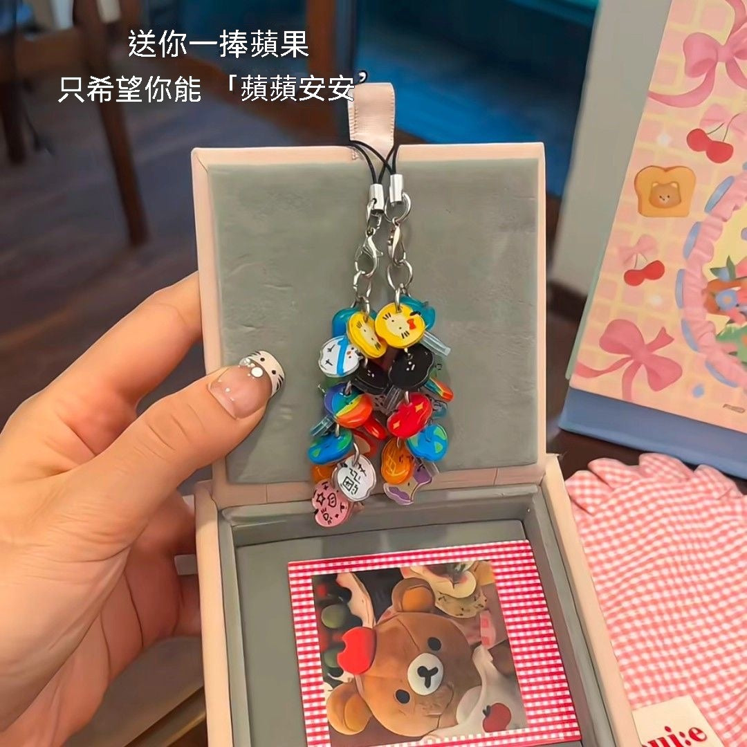 多巴胺蘋果紐扣亞克力異形鑰匙扣掛件手機鏈