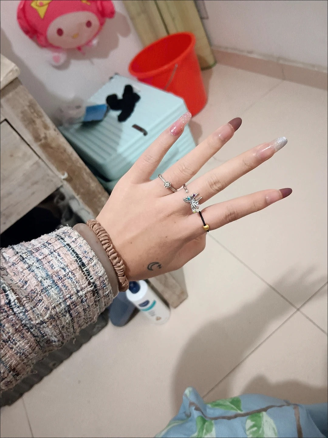 蝴蝶鋯石開口戒指