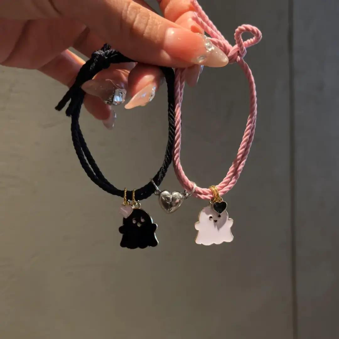 卡通粉黑幽靈磁吸手鏈