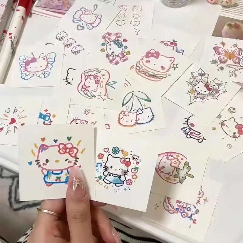 多巴胺彩色Hello Kitty防水紋身貼