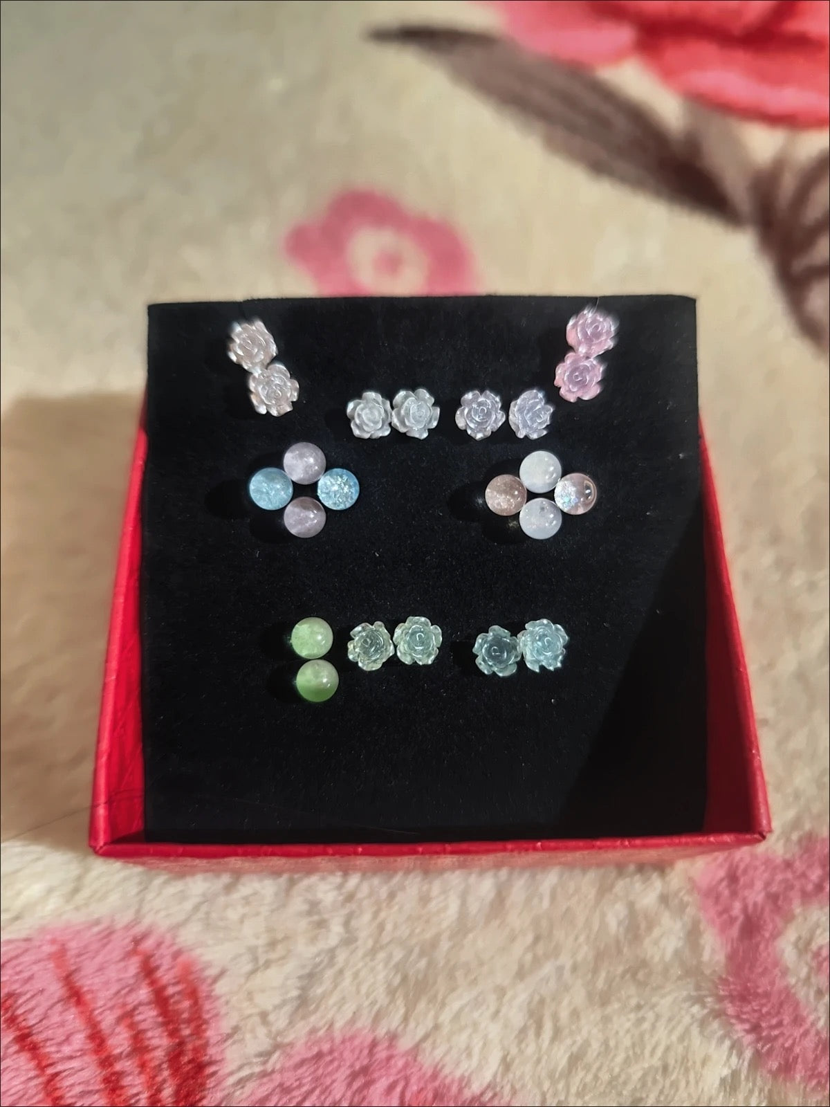 清新色小糖豆樹脂山茶花耳釘