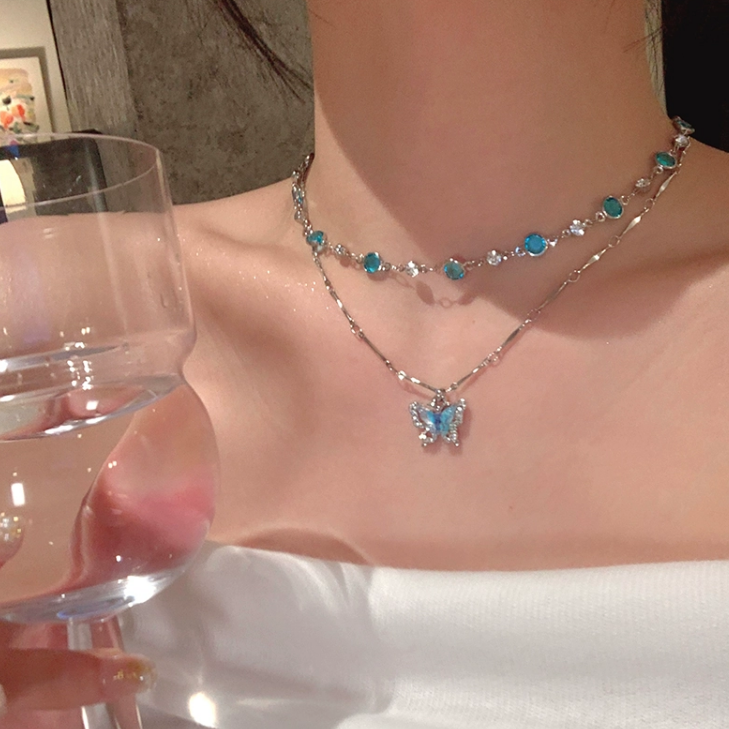 冰安糯雙層蝴蝶項鏈