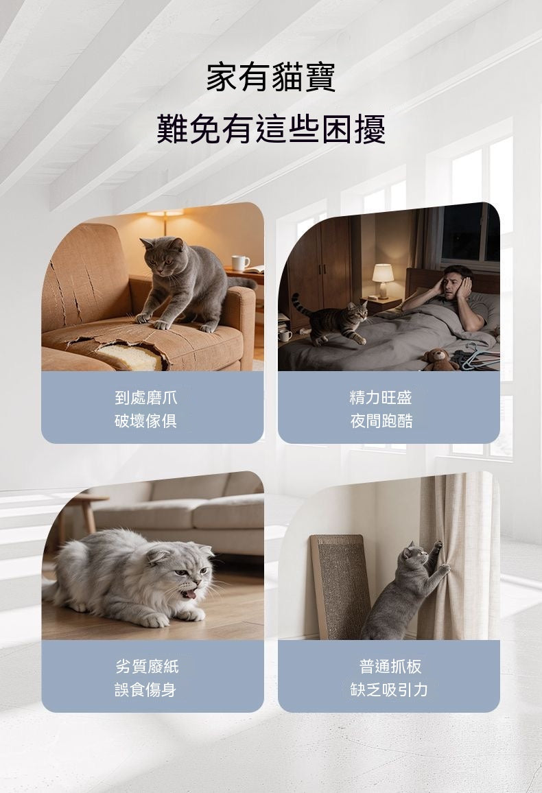波奇橢圓白卡紙貓抓板窩一體