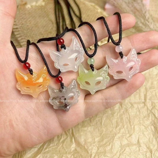 國風狐狸面具吊墜項鍊