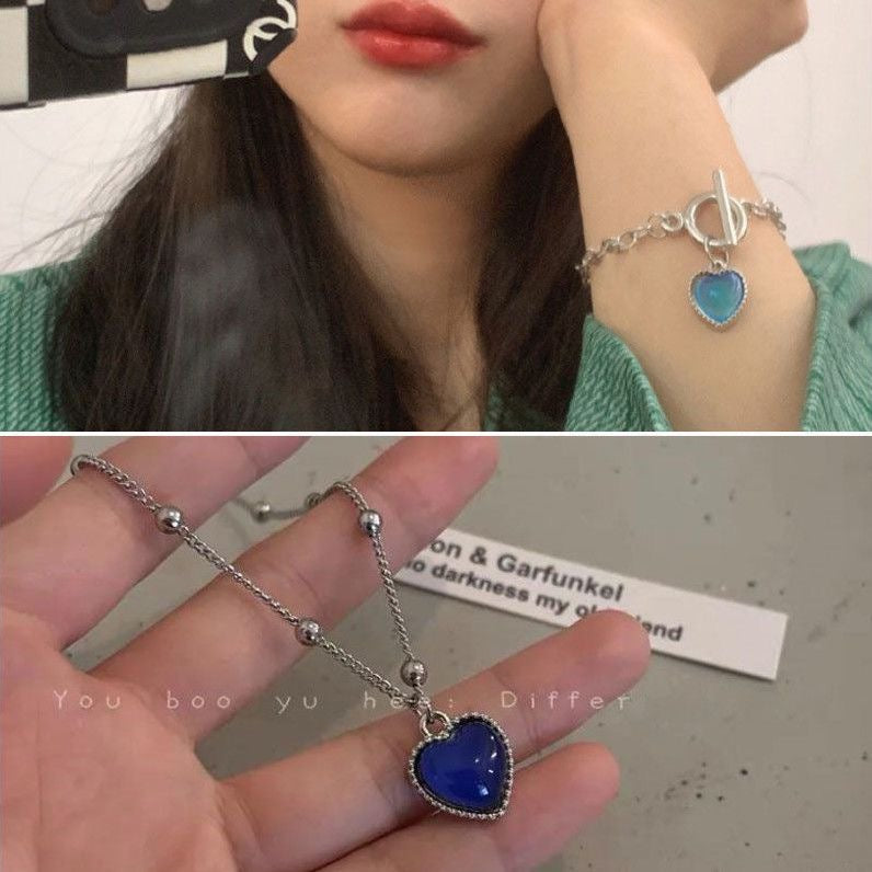 冰安糯感溫變色愛心項鍊