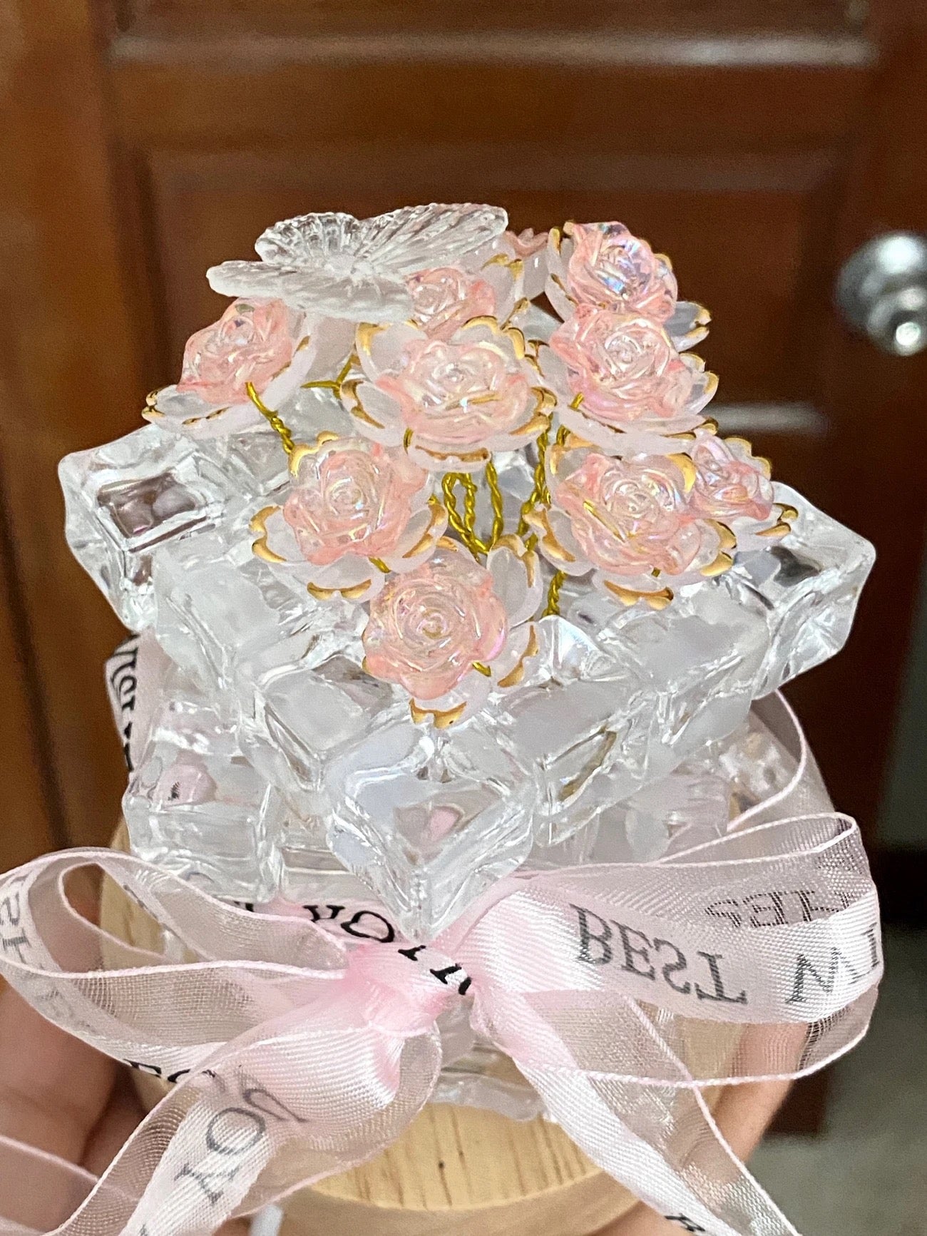 七夕情人節手工DIY冰塊蝴蝶玫瑰小夜燈