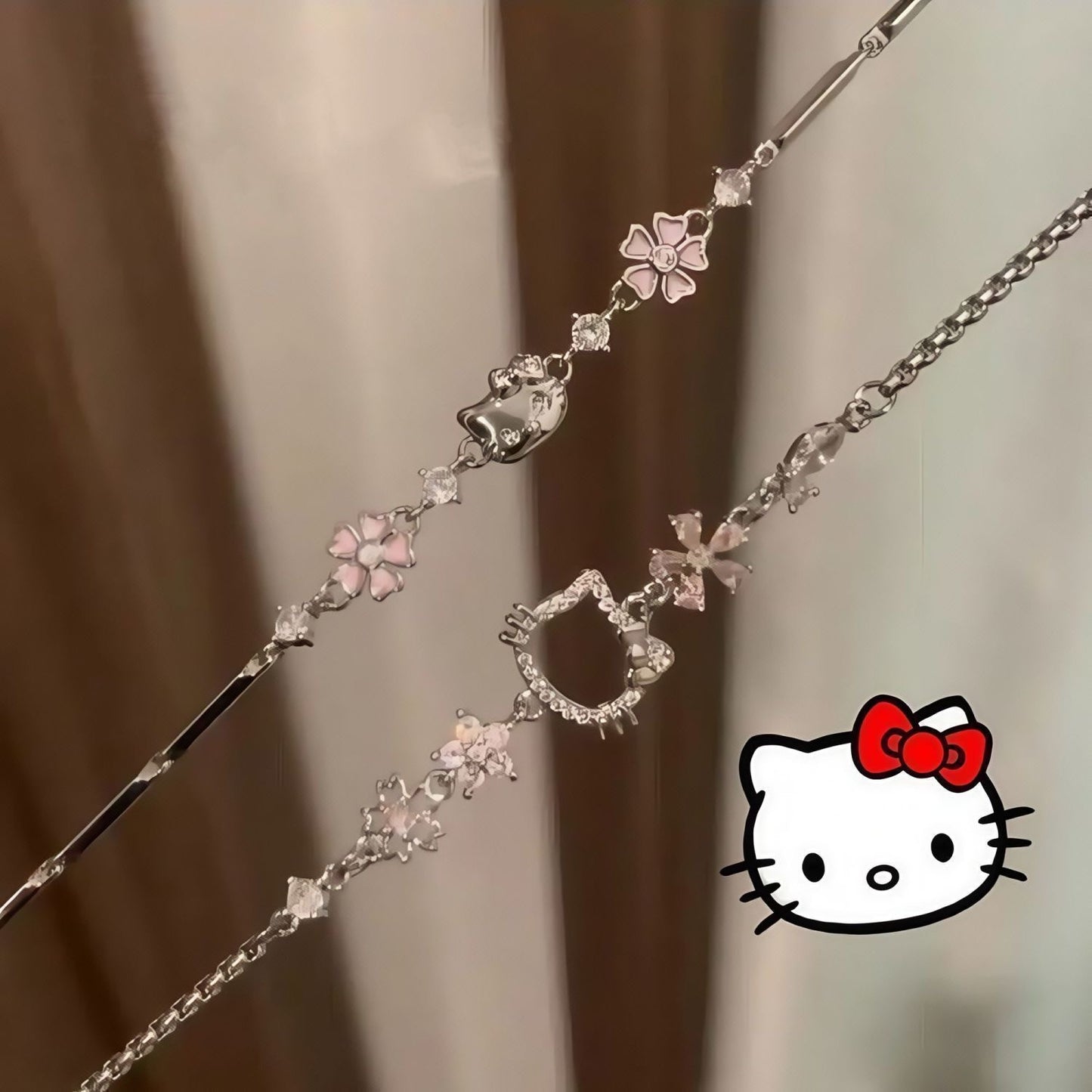 Hello Kitty櫻花鑲鑽手鏈