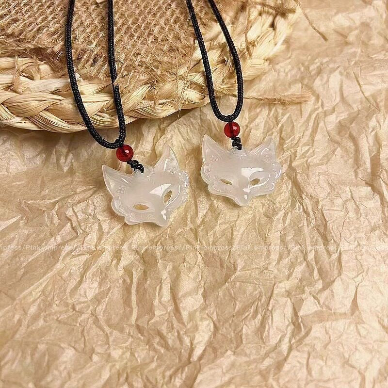 國風狐狸面具吊墜項鍊
