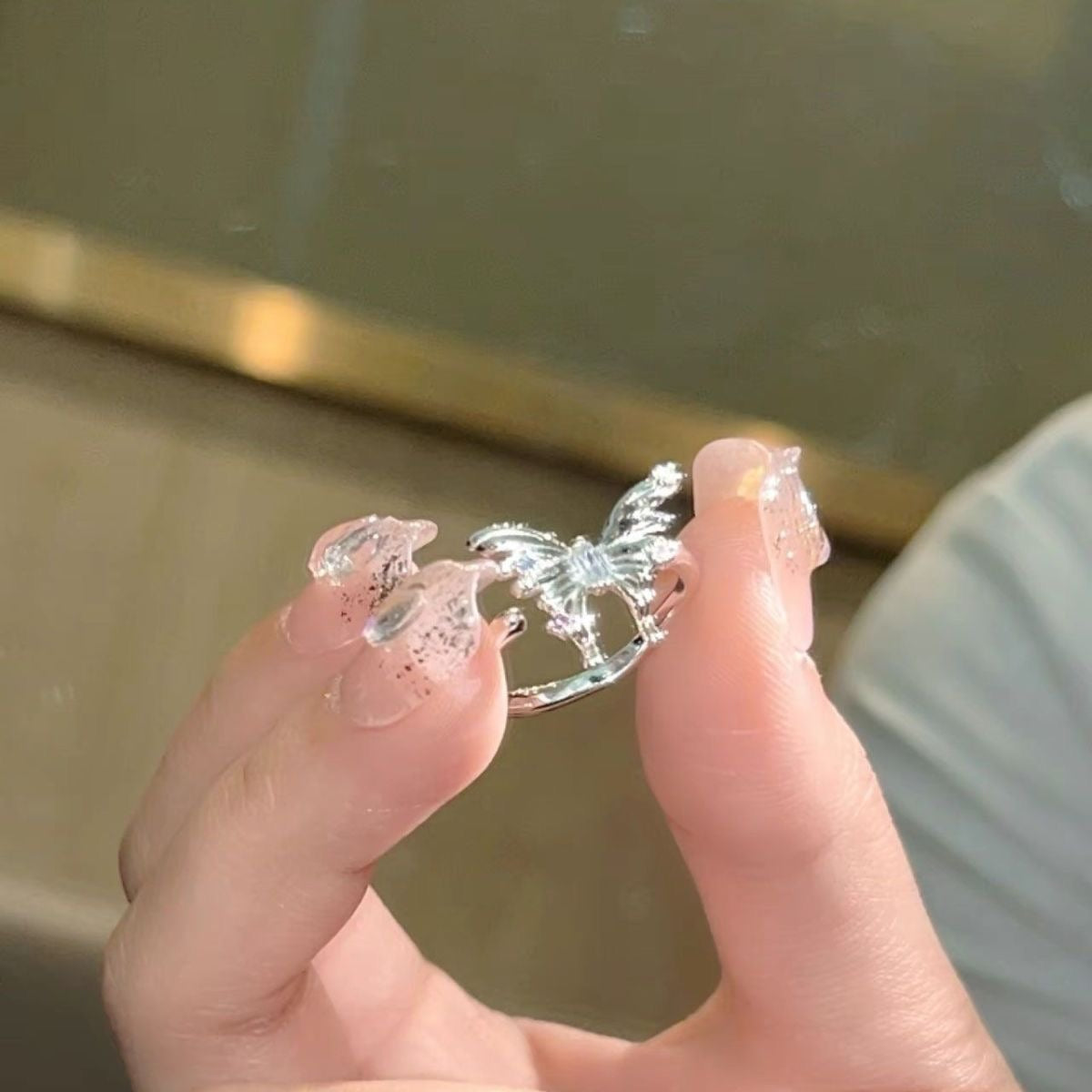 蝴蝶鋯石開口戒指