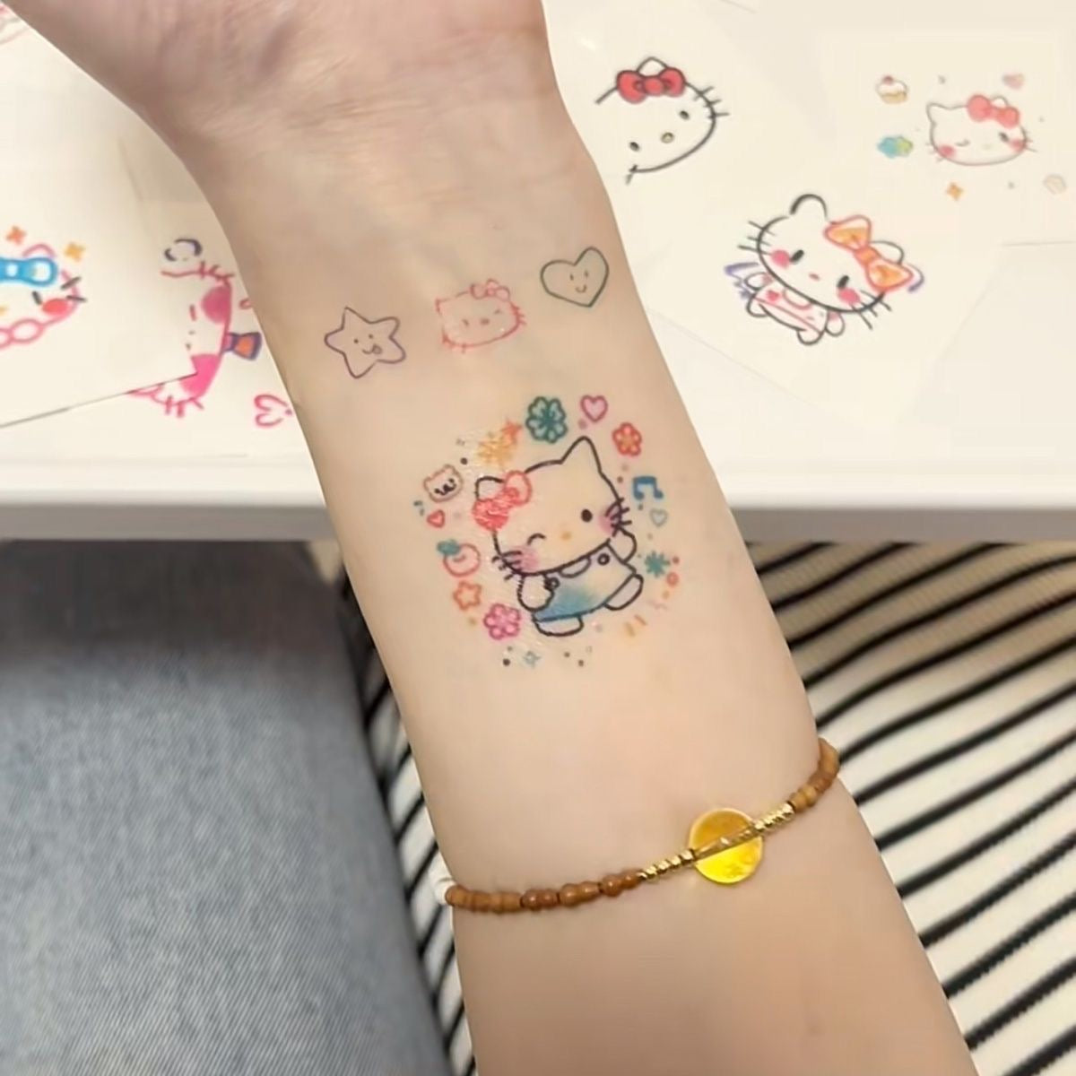 多巴胺彩色Hello Kitty防水紋身貼