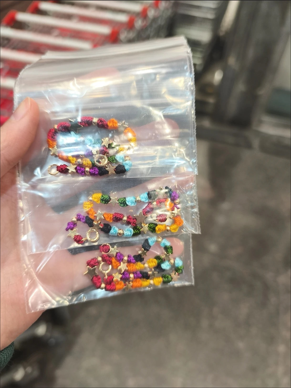 彩虹記憶星星彩色線編織手鏈