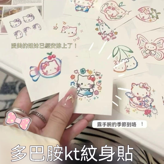 多巴胺彩色Hello Kitty防水紋身貼