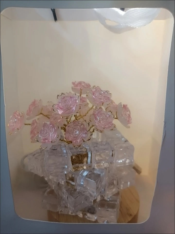 七夕情人節手工DIY冰塊蝴蝶玫瑰小夜燈
