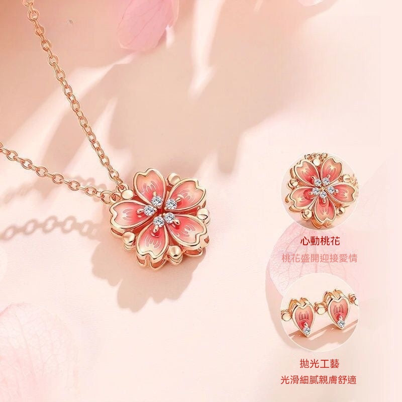 桃之夭夭鍍925銀桃花項鏈