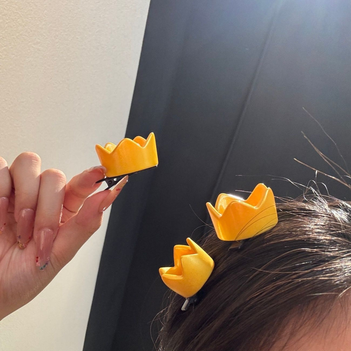 黃色立體小皇冠鴨嘴夾
