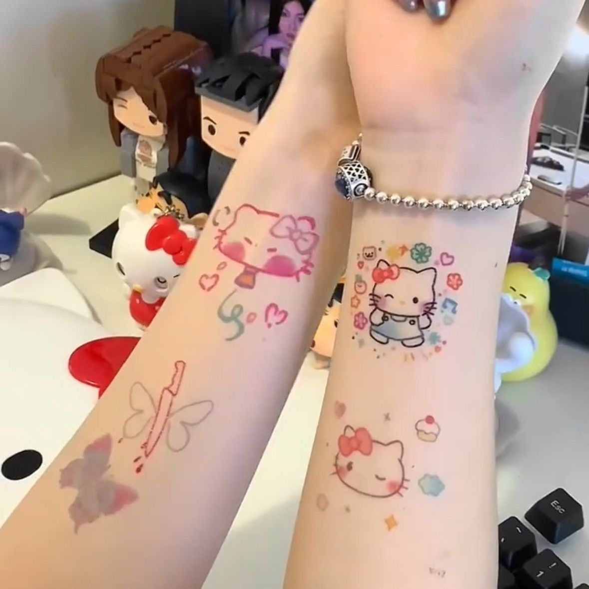 多巴胺彩色Hello Kitty防水紋身貼